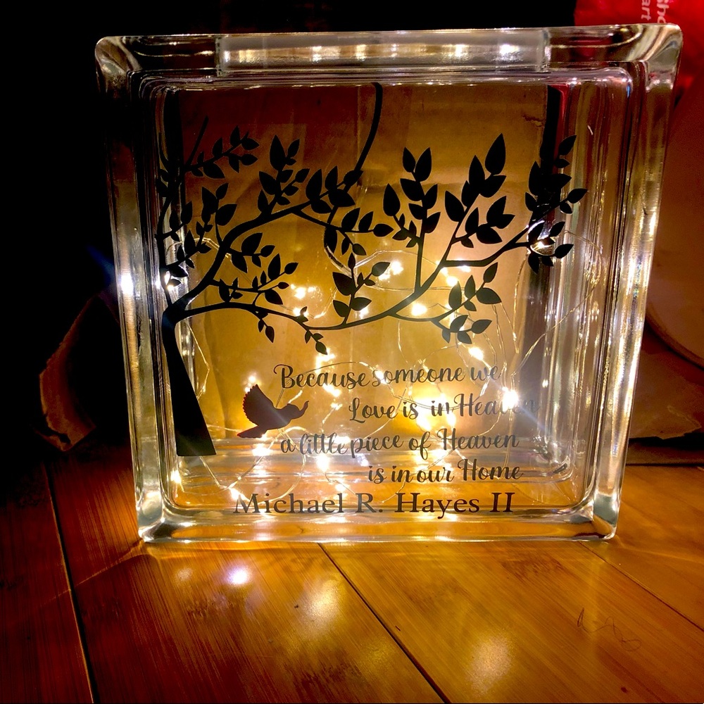 Memorial glass block